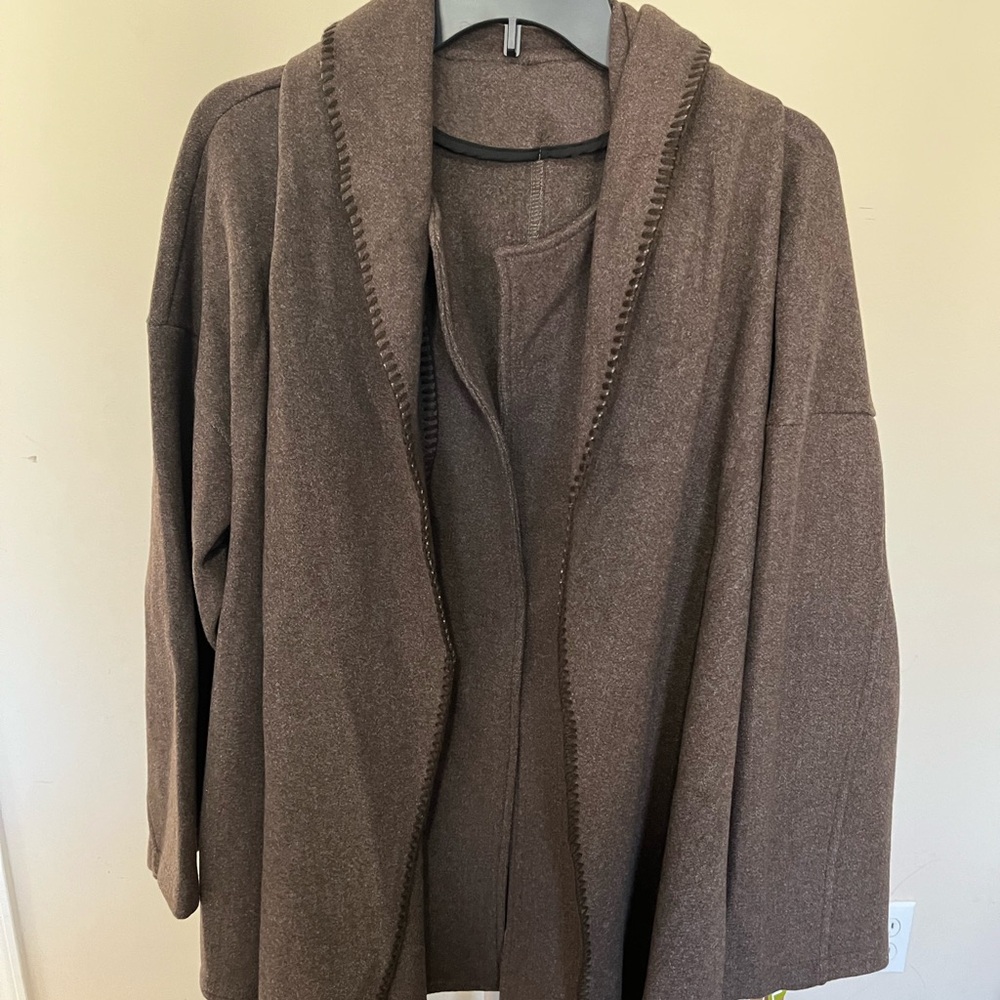 OGL Brown Open-Front Built-In Scarf Jacket